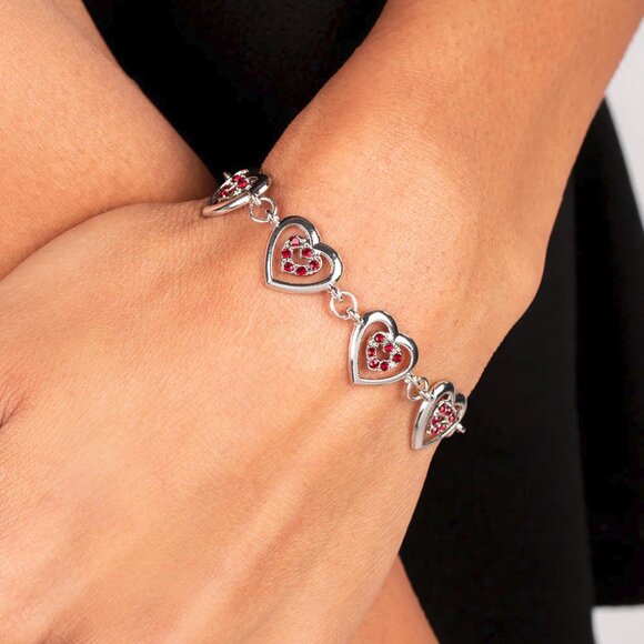 Paparazzi Jewelry Accessories - Catching Feelings - Red Bracelet - Vintage - Picture 3 of 4